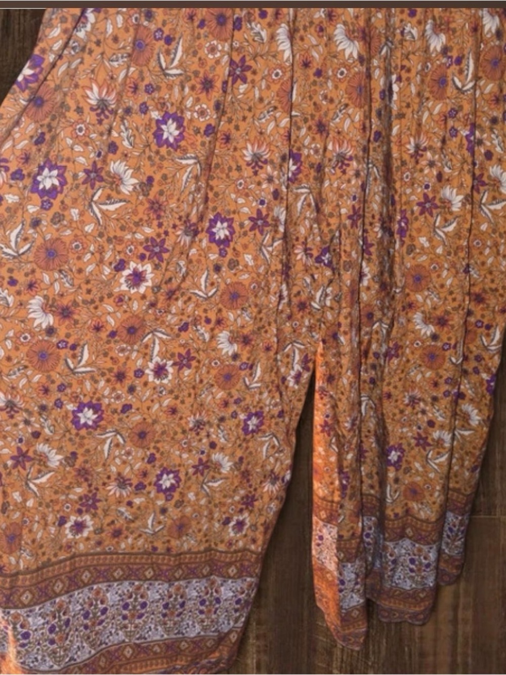 NATURAL LIFE Mustard Floral Boho Palazzo Pants